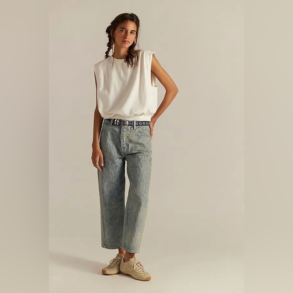 We The Free Deep Trance Dropped Jacquard Jeans, Size 28 Low-Rise Boyfriend